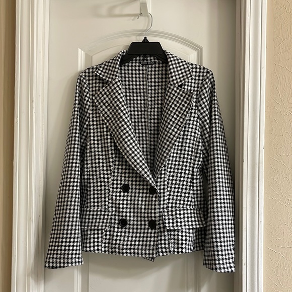 Shein Houndstooth Black and White Blazer size M - Picture 3 of 13